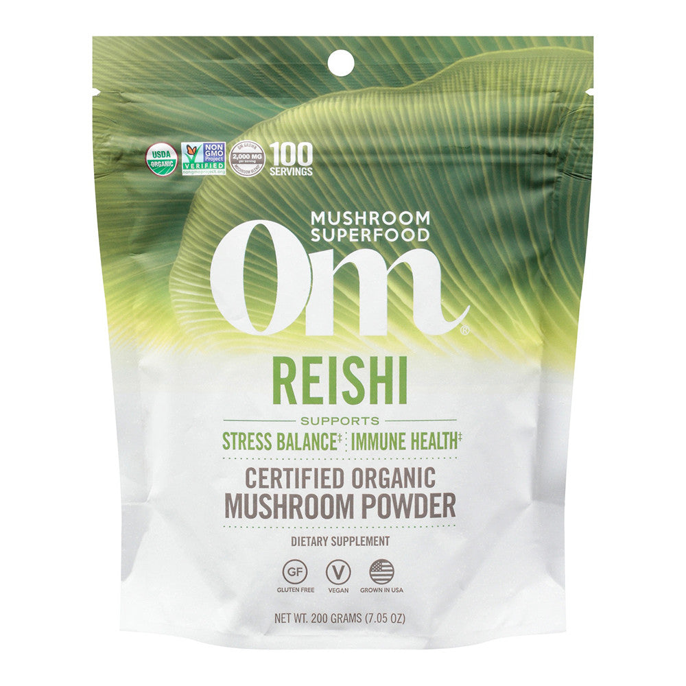 Om Organic Mushroom Superfood Powder, Reishi Support Stress, 7.05 Oz